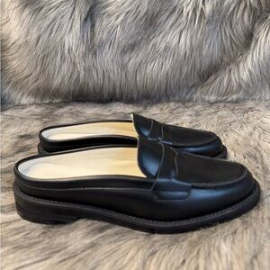 Duke + Dexter Black Leather Mule Loafers Size UK 4/US 6